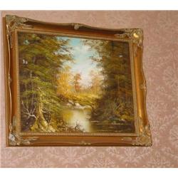 Autumn - Original oil on Canvas (signed) landscape in gold leaf museum frame 20" x 24"