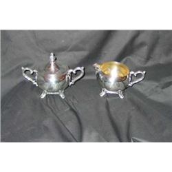 3-piece silverplated sugar & creamer