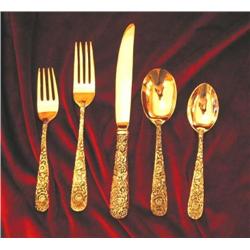 Twelve 5-piece place settings in heavy silverplate "Repousse"
