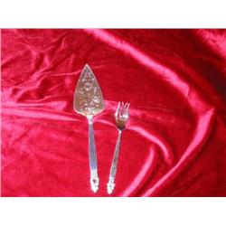 Twelve silverplated dessert forks w/server in Modern Dansk