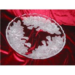 Round full-lead crystal platter in "Winter Rose" 14" diameter in the original box