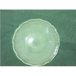 8 Green frosted glass dessert plates 7.75" diameter