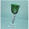 Image 1 : 11 Emerald green cased crystal goblets w/clear stem 8.25" tall x 3.5" diameter