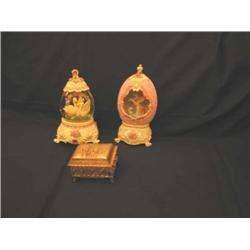 2 Musical Eggs & 1 Musical Metal Box - bid will be 3 times the money