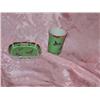 Image 1 : Hand decoratead porcelain cup & soap dish by Cloisenne dish is 5" x 3.75" & cup is 3.75" x 2 7/8" di