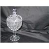 Image 1 : Full-lead cut crystal pedestal candy dish from Russia - 4.75" diameter x 10" tall