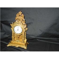 Italian brass clock w/quartz movement 10.5" x 6.25"x 3.5"