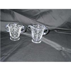 Etched lead crystal Sugar & Creamer - pattern is "Navarre" by Fostoria - Purchased approximately 194