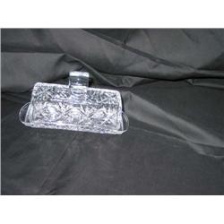 Lead crystal butter dish w/crystal lid - 7" x 2.5"x 3.75" tall