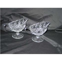 2 Full-lead crystal gravy or sauce boats 6.5" x 4" x 5.5" - bid will be 2 times the money