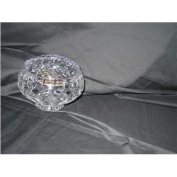 Full-lead cut crystal flower bowl w/metal flower arranging frog - 8" diameter x 6" tall - Stuart Cry