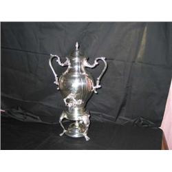Silverplated 25-cup Samavor (hot beverage urn) - 12"x 20" w/alcohol burner