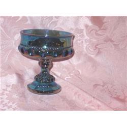 Blue/purple carnival glass compote 4.75" x 5.25"
