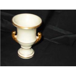 Ivory porcelain w/gold trim vase 3" diameter x 4.25"