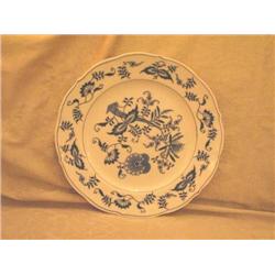 3 dinner plates of fine porcelain china - Blue Danube by Lipper - 1 slightly chipped - bid will be 3