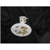 Image 1 : Set of 4 snack plates w/cups - 4 different designs called Chinese garden - white porcelain w/gold tr