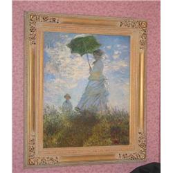 Canvas transfer of Camille Monet & Son by Claude Monet in a gilt washed museum frame 32" x 40"