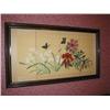 Image 1 : Japanese Silk Screen - Butterflies & Flowers in a walnut frame 35" x 20"
