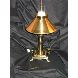 Reproduction lamp in brass w/frosted globe - reproduction is of lamps used on Paris-Istanbul Orient 