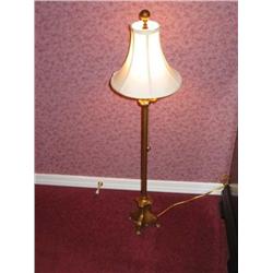 2 Gold finished metal w/ivory silk shades - lamps are 36" tall x 9" diameter shade - bid will be 2 t