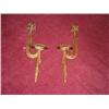 Image 1 : Pair of Bowed & Tassled wall brackets in gilded wood composition - 23" x 9" - one right side & one l