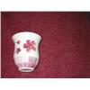 Image 1 : Ceramic waste container in white & mauve - 9.5" diameter x 10.5"
