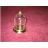 Image 1 : Pocket watch domed glass display case w/brass base & hanging hook - 5.5" x 4" diameter