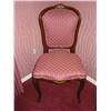 Image 1 : French style side chair in walnut w/carved cabriole legs & mauve woven plaid covering 19" x 18" x 37