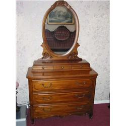 3-drawer Henry Link dresser w/French legs - dresser is solid cherry wood w/3 drawer mirror valet - d