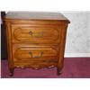Image 1 : 2-drawer nightstand in solid cherry wood by Henry Link w/French legs & brass drawer pulls - 24" x 17