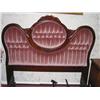 Image 1 : Victorian double bed headboard in solid hand-carved mahogany w/hand-carved roses finished w/deep tuf