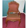 Image 1 : 2 Louis XV Style arm chair in hand carved fruit wood (hand made) upholstered in dark red & gold 21" 