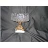 Image 1 : Full lead heavy cut crystal compote on a baroque brass & white marble base 8" diameter x 8.5" tall