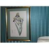 Image 1 : Yellow & purple iris print from the Metropolitian Museum matted in celadon green in a gilded wooden 