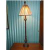 Image 1 : 2 bronze finished metal buffet lamps w/plume finals37.5" tall 11" diameter shade - shade is ivory ra