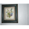 Image 1 : 3 dimensional paper picture of pansies in a blue & gray wooden frame 17" x 15"
