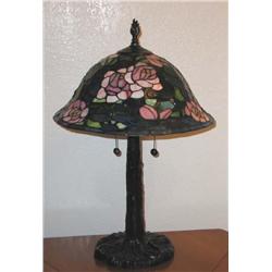 Dale Tiffany lamp - base is art neuveau - shade pattern is pink rose 26" x 16" diameter shade