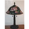 Image 1 : Dale Tiffany lamp - base is art neuveau - shade pattern is pink rose 26" x 16" diameter shade