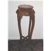 Image 1 : 2 Chinese plant stands in hand carved shishum wood w/marble inserts on top - top is octogan shaped 1