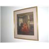 Image 1 : Print of a girl in an orange dress matted in cream in a gilded wooden frame w/nonglare glass 36" x 3