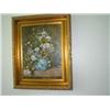 Image 1 : Canvas transfer of flowers in a blue vase by Renoirin a gilded wooden frame 33" x 26"