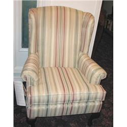 Brand new w/tags attached wing chair by Norwalk covered in cream, rose, & celadonrayon/polyester/cot