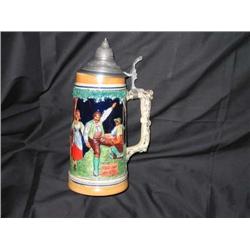 2 Steins w/metal lids from Germany 4.5" diameter x11" - bid will be 2 times the money