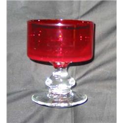 Full lead red & clear crystal compote (Italian) 37/8" x 4.75"