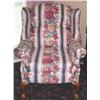 Image 1 : 2 overstuffed wing chairs w/maple finish ball & claw feet by Mayo 35" wide x 39" deep x 42" tall - b