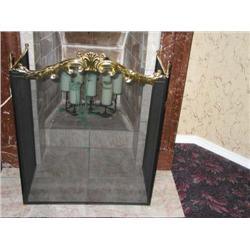 Black mesh & brass folding fireplace screen 51" x 33"