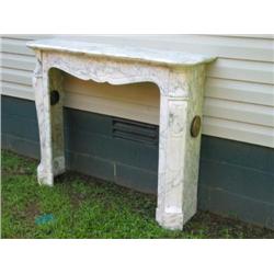 French antique white marble mantel w/bronze vents (Louis XV) 19th century - 42.5" tall x 14.5" x 531