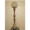 Image 1 : 2 solid brass baroque candlesticks w/full lead crystal rose bowl tops - candlestick is 23.5" tall & 