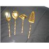 Image 1 : 4 gold plated bamboo design serving pieces