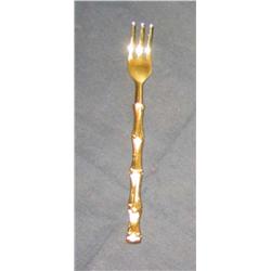8 gold plated bamboo design cocktail forks